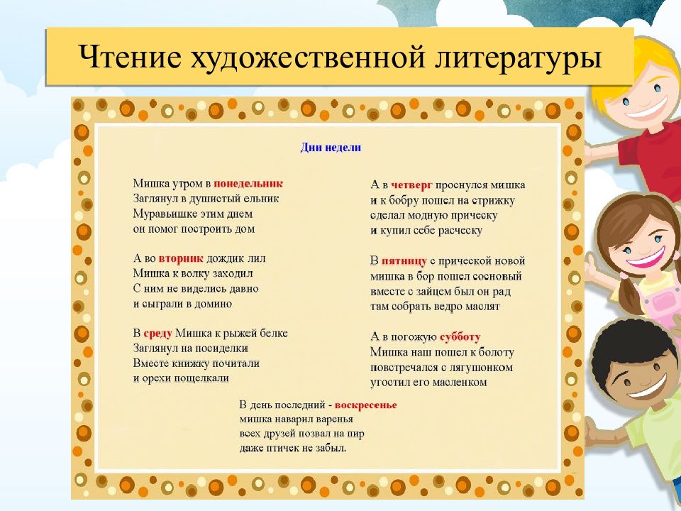 Чтение художественной литературы. Методика ознакомления с частями суток. Методика ознакомления детей с частями суток. Мишка утром в понедельник. Мишка утром в понедельник заглянул в душистый ельник.