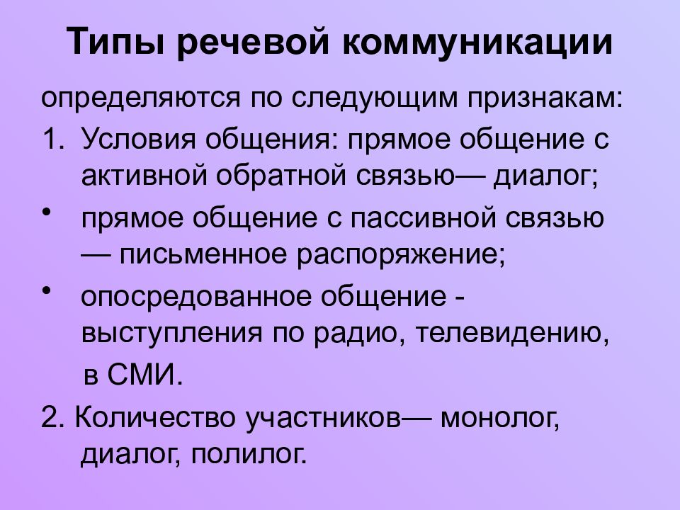 Условия общения