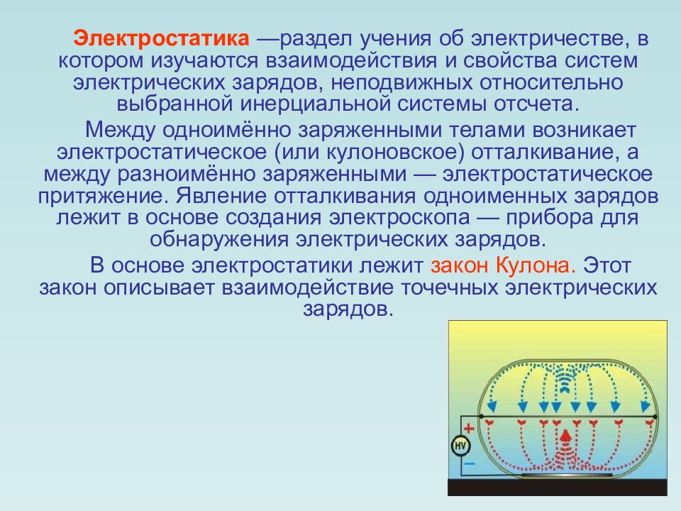 Презентация на тему электростатика