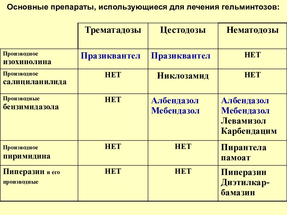 Схема лечения паразитов у человека медикаментозно