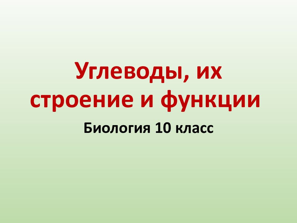 Углеводы, их строение и функции