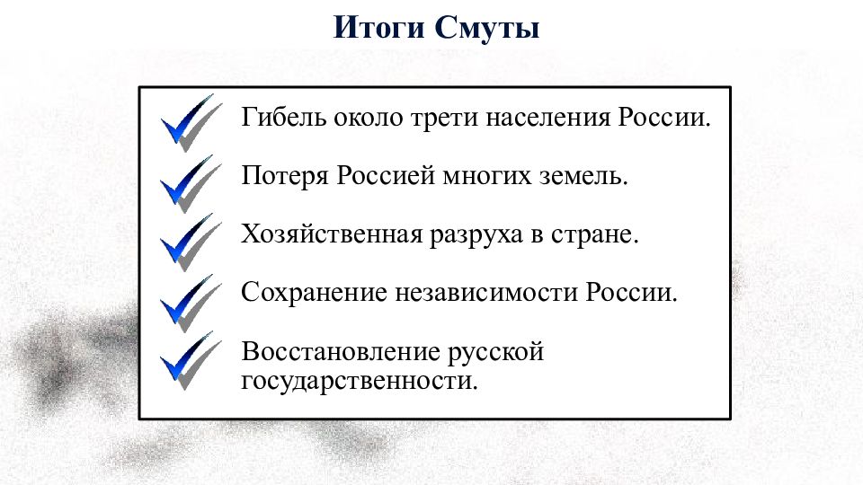 Итоги смуты. Итоги смуты гибель около трети населения России потеря Россией.