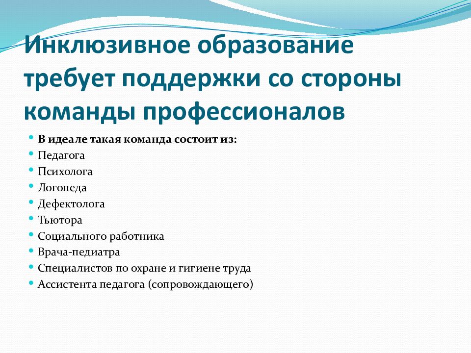 Инклюзивное образование требует поддержки со стороны команды профессионалов