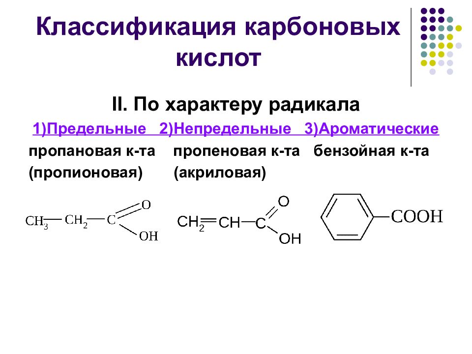 Общая формула карбоксильной группы. Классификация карбоновых кислот по радикалу. Карбоновые кислоты предельные непредельные ароматические. Классификация карбоновых кислот по природе углеводородного радикала. Классификация карбоновых кислот по строению радикала.