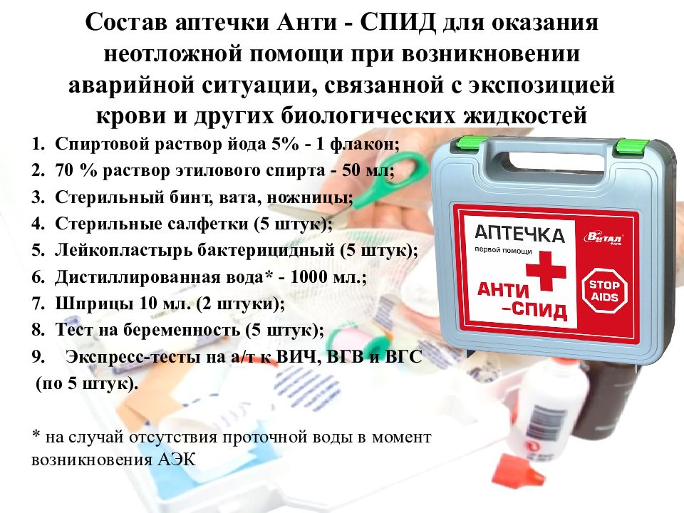 Состав аптечки 2023. Аптечка ф 50 состав ВИЧ. ВИЧ аварийная аптечка САНПИН 2021. Аптечка анти-СПИД (укладка по САНПИН).. Состав аварийной аптечки анти ВИЧ.