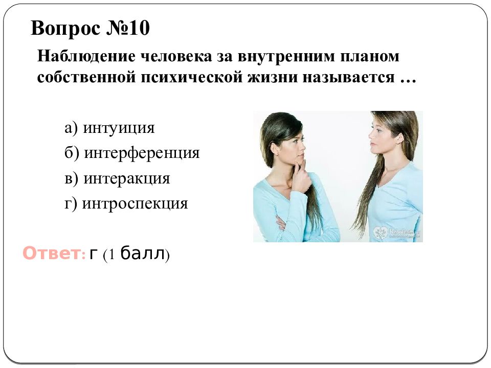 Наблюдение человека за внутренним планом собственной психической жизни это