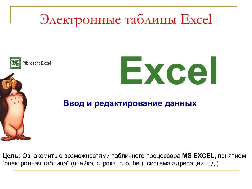 Электронные таблицы Excel