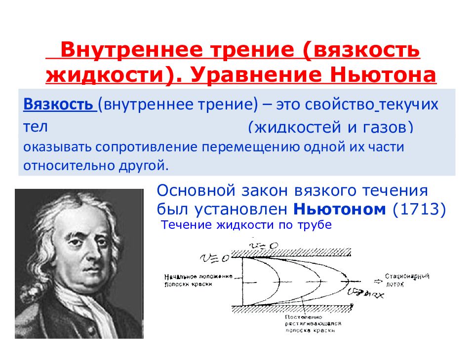 Трение в жидкостях. Уравнение Ньютона для внутреннего трения. Закон Ньютона для вязкого трения формула. Уравнение Ньютона для силы вязкого трения. Формула Ньютона для вязкого трения.