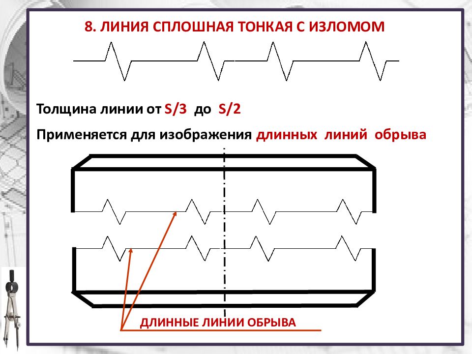 Сплошная волнистая линия применяется для изображения