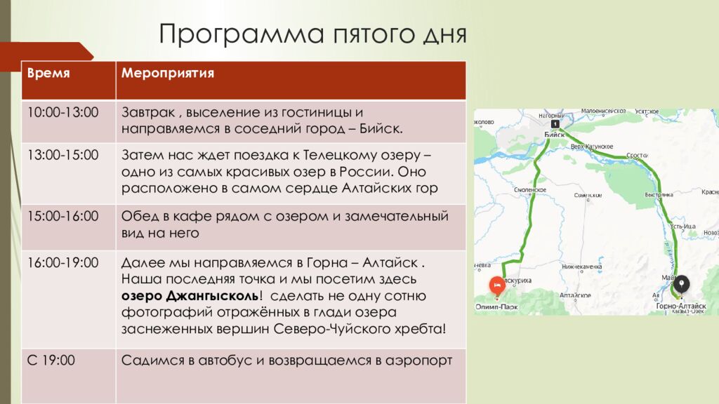 Программа пятого дня