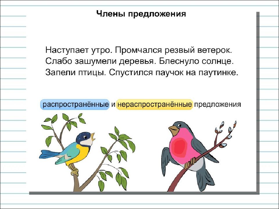 Распространенные и нераспространенные предложения 2 класс школа россии презентация