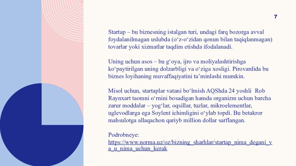Y axshi biznes-g‘oya va start-up loyihalarni tuzishning tadbirkorlik