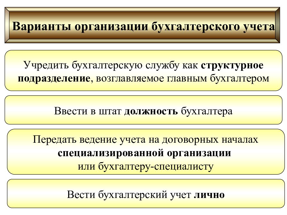 Бухгалтерский учет организует правовая база возложен схема