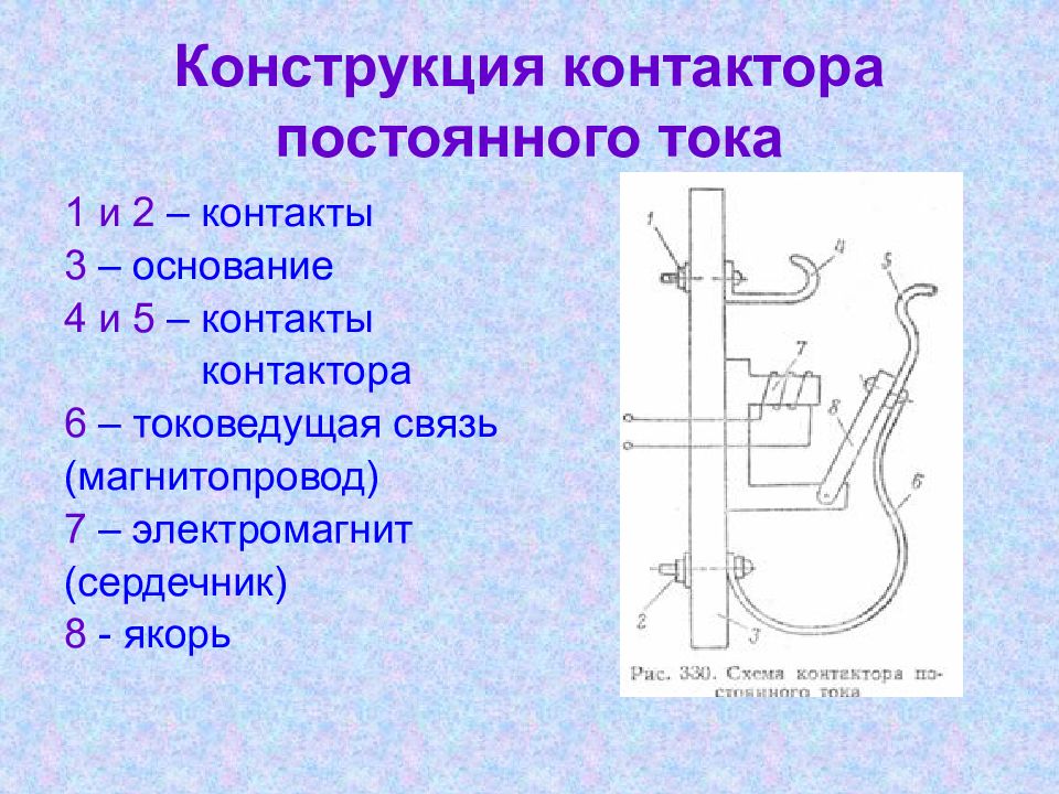 Контактор постоянного тока схема