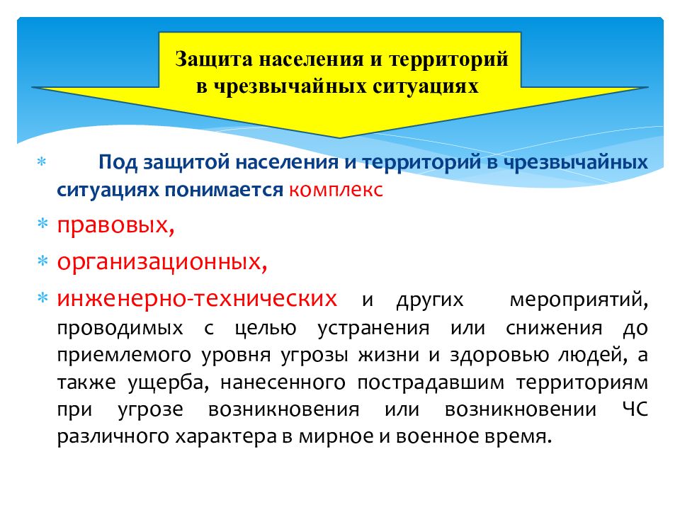 Защита населения и территорий в чрезвычайных ситуациях презентация