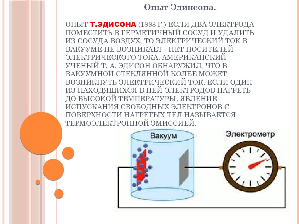 Электрон в вакууме. Термоэлектронная эмиссия Эдисон. Электрический ток в вакууме Термоэлектронная эмиссия. Термоэлектронная эмиссия схема. Схема опыта Эдисона.