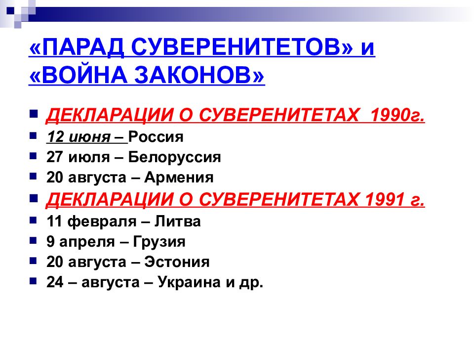 Парад суверенитетов презентация