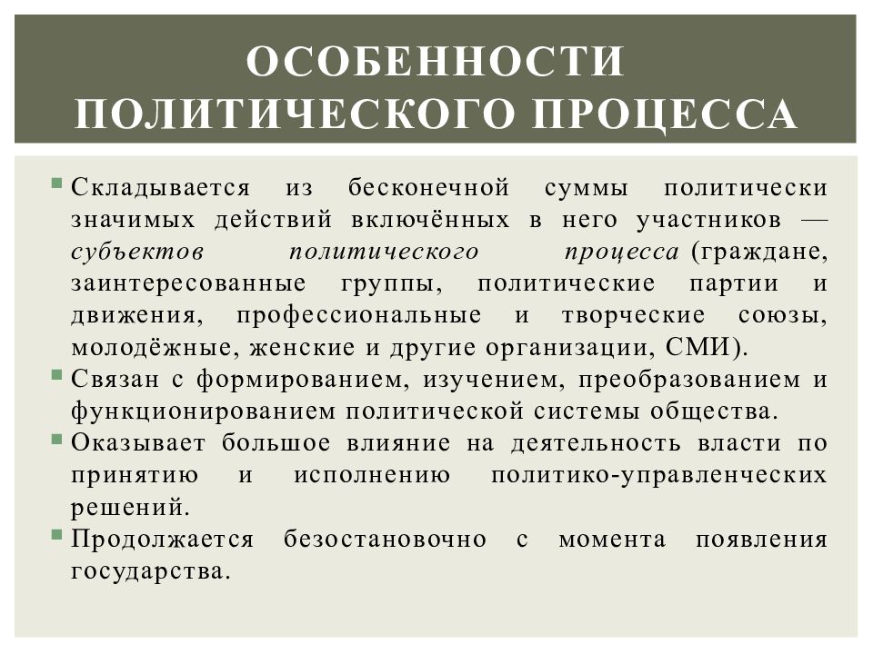 План политический процесс современной россии