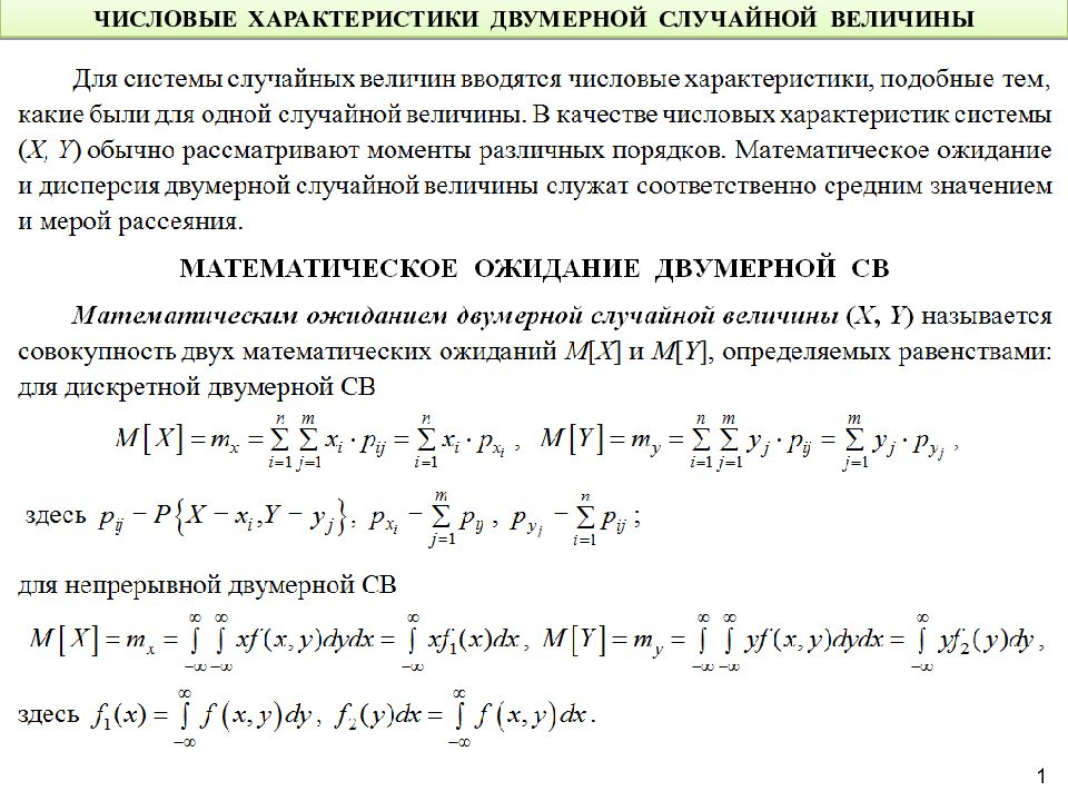 Числовые характеристики случайных величин презентация