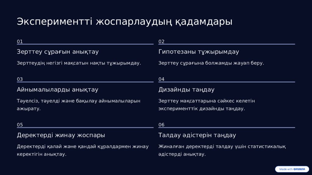 Экспериментті жоспарлауға кіріспе Бұл презентацияда біз экспериментті тиімді