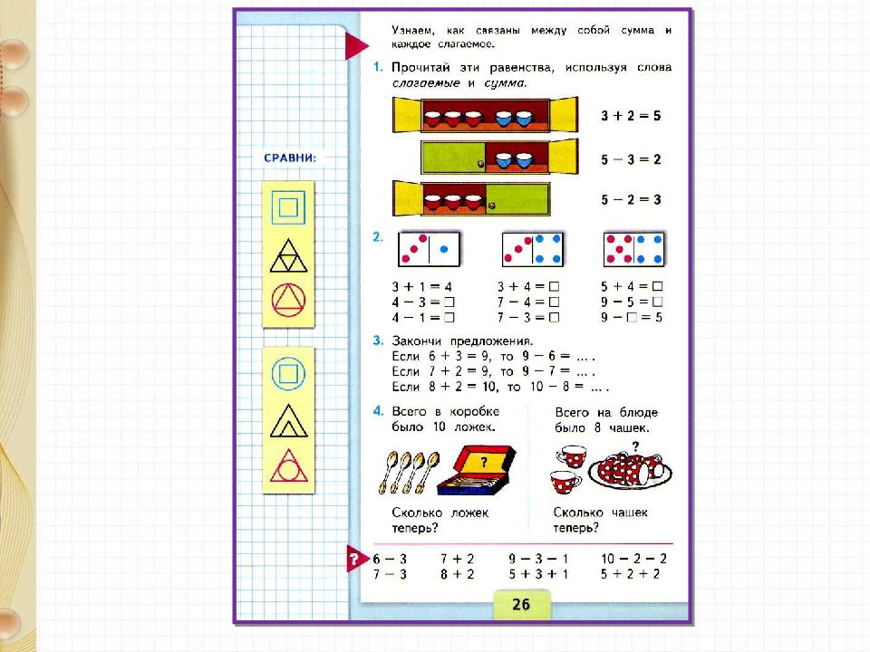 Моро конспект. Связь между суммой и слагаемыми. Задания на взаимосвязь слагаемых и суммы. Связь между суммами между суммой и слагаемым. Связь между суммой и слагаемыми правило.