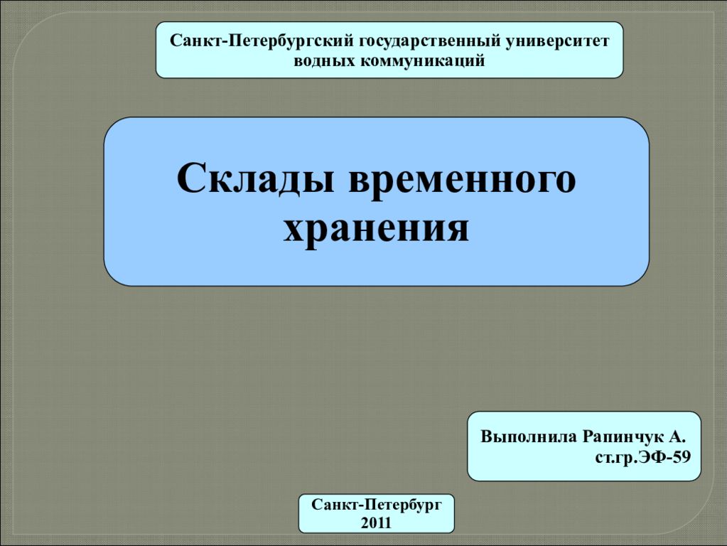 Владелец склада временного хранения презентация