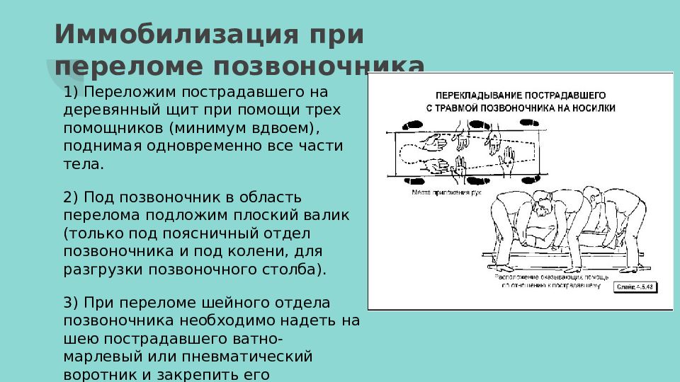 Как оказать помощь пострадавшему с переломом позвоночника