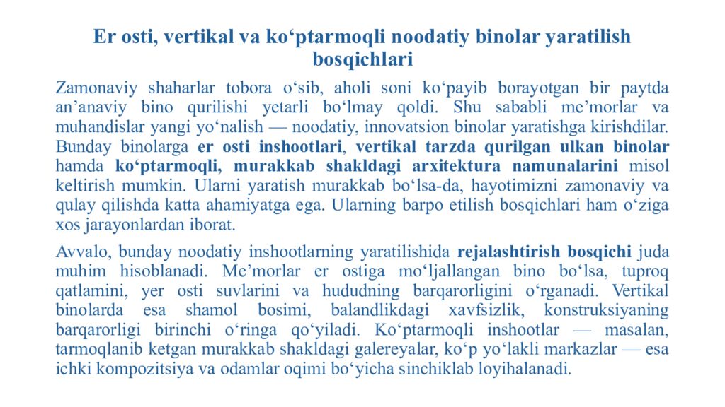 Arxitekturaviy innovatsiyaga everestik yondashuv usullari. Zamonaviy