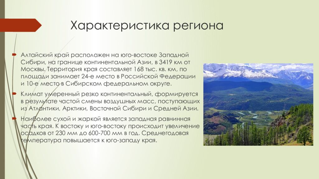 Характеристика региона