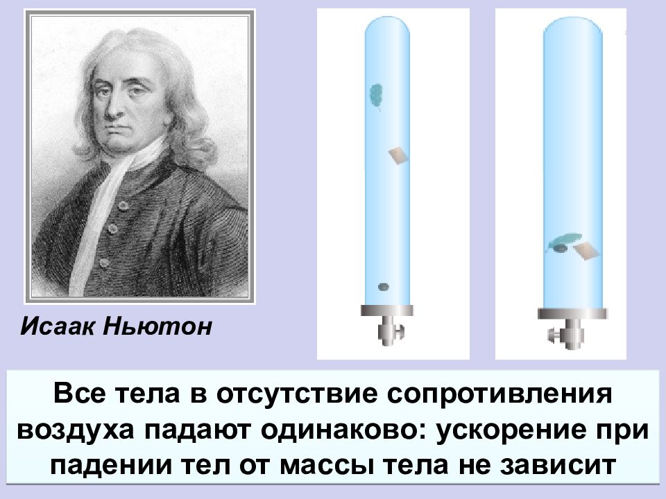 6 свободное падение тел. Опыт Ньютона свободное падение. Опыт свободное падение трубка Ньютона. Опыт Ньютона падение тел. Опыт с трубкой Ньютона свободное падение тел.