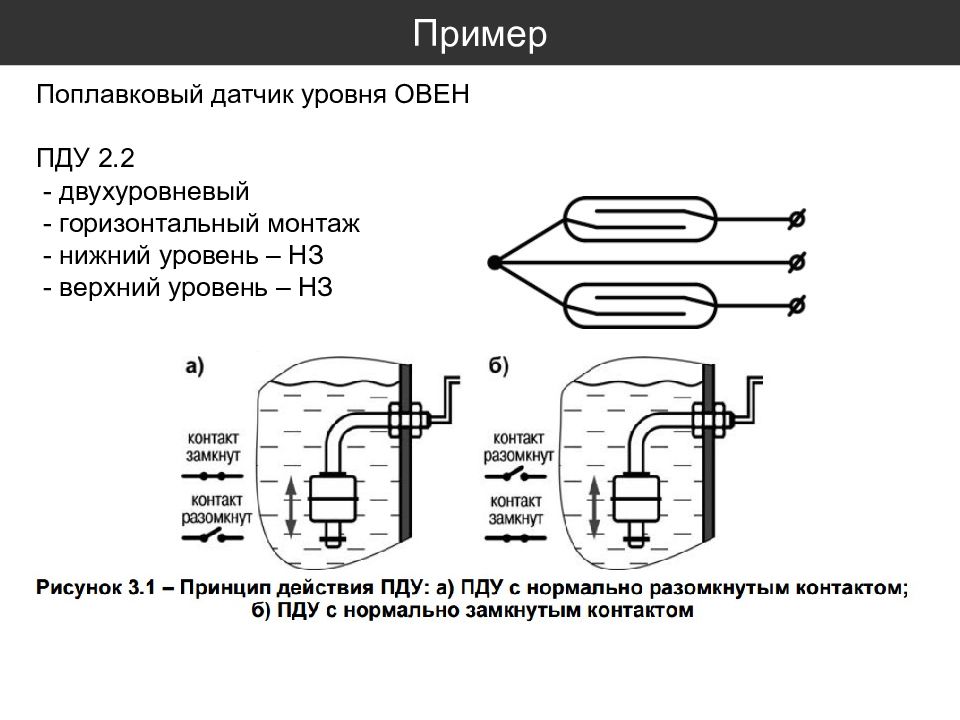 Датчик уровня на схеме