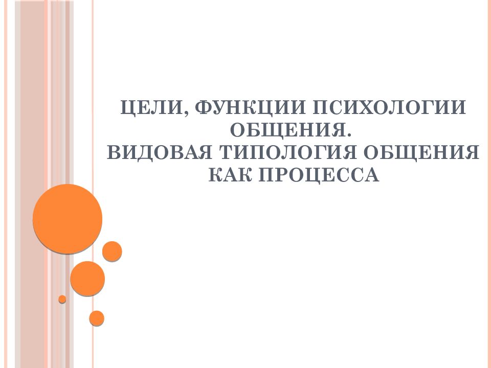 Цели, функции психологии общения. Видовая типология общения как процесса