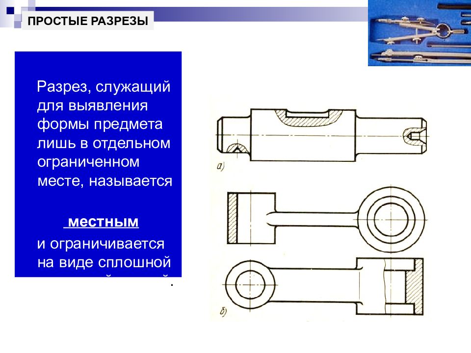 Изображение ограниченной части детали называется местным видом