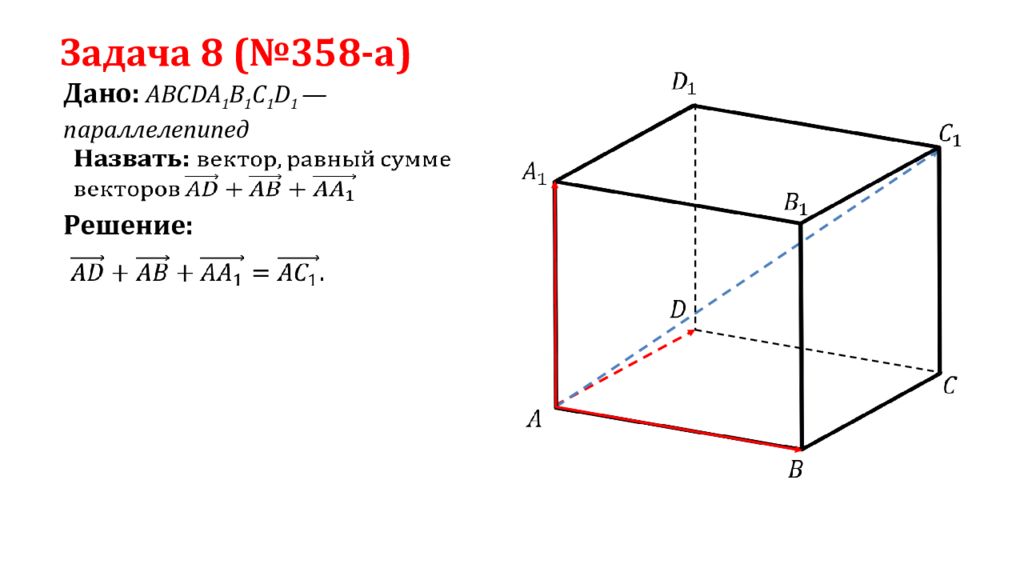 Нарисуйте параллелепипед abcda1b1c1d1 и обозначьте векторы c1d1