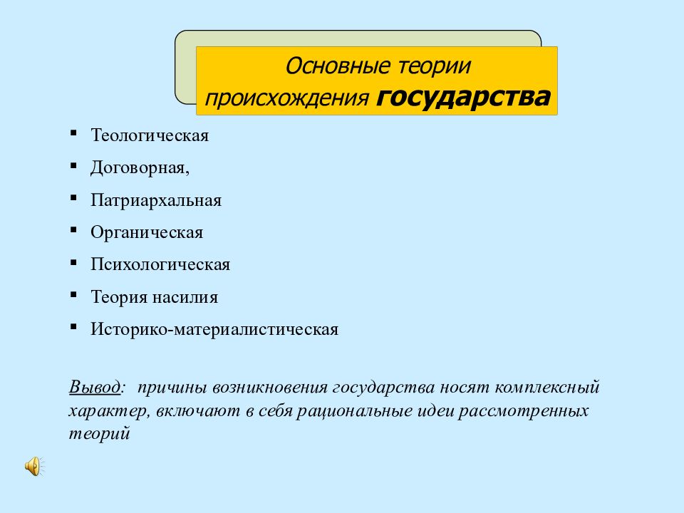 Теологическая теория происхождения государства презентация