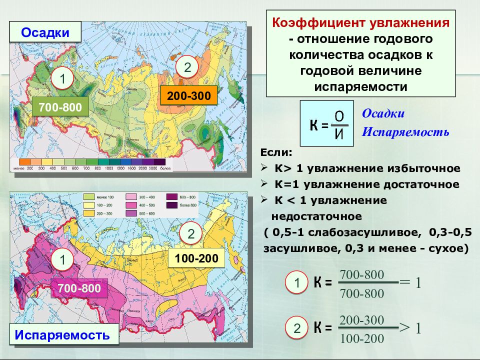 Годовое количество осадков карта россии