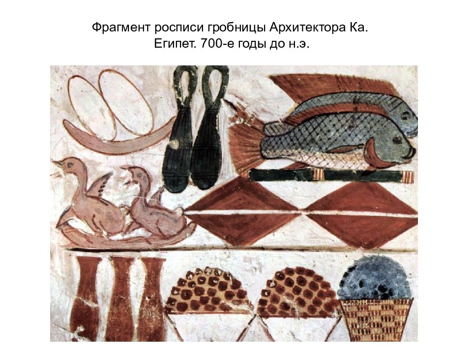 Фрагмент росписи гробницы Архитектора Ка. Египет. 700-е годы до н.э.