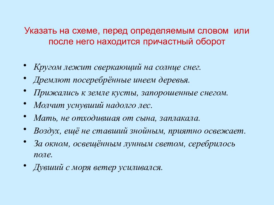 Причастный оборот перед определяемым словом