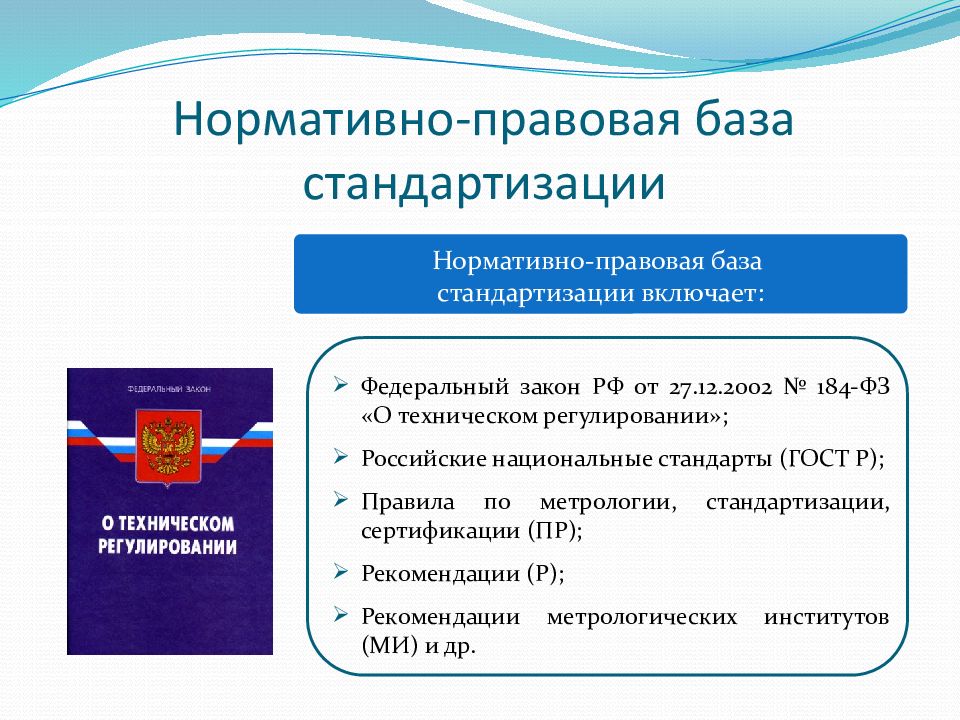 Законодательные основы технического регулирования презентация