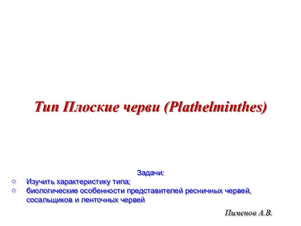 Тип Плоские черви ( Plathelminthes )