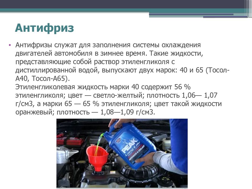 Жидкости для системы охлаждения презентация