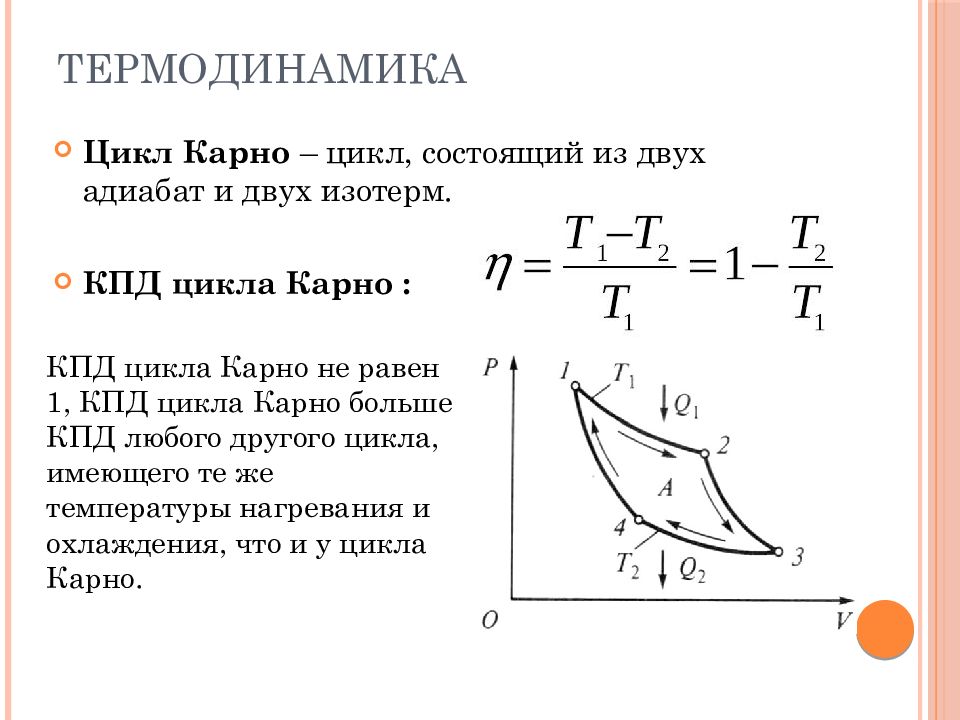 Кпд идеального теплового двигателя карно. КПД цикла Карно. Формула цикла Карно формула. Изотермический процесс цикл Карно. КПД цикла Карно для идеального газа.