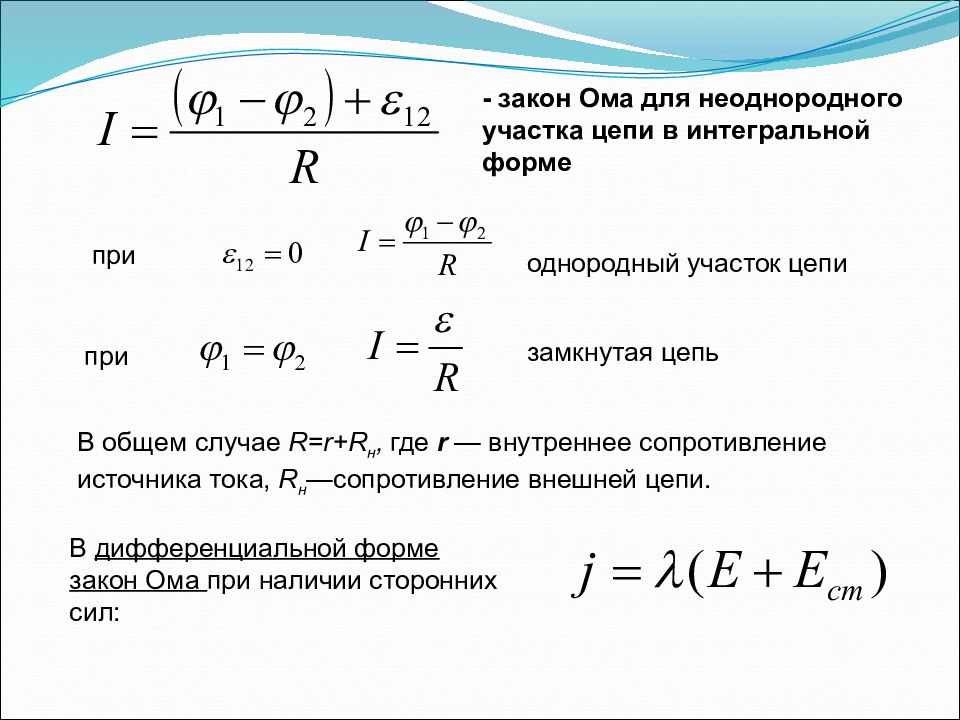 Закон ома для замкнутого участка