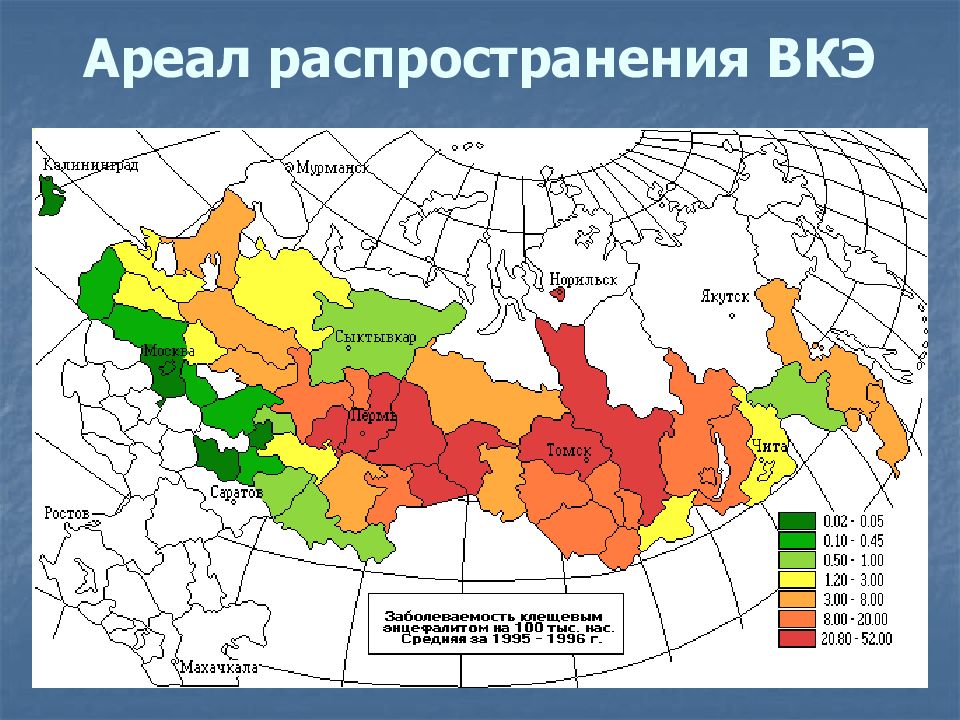 Карта клеща энцефалита