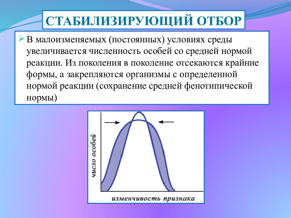 Направлен на сохранение особей со средними значениями признака диаграмма