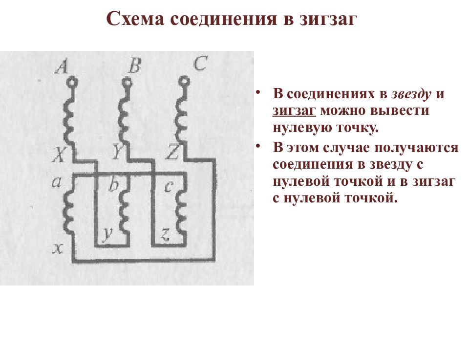 Схема соединения обмоток зигзаг