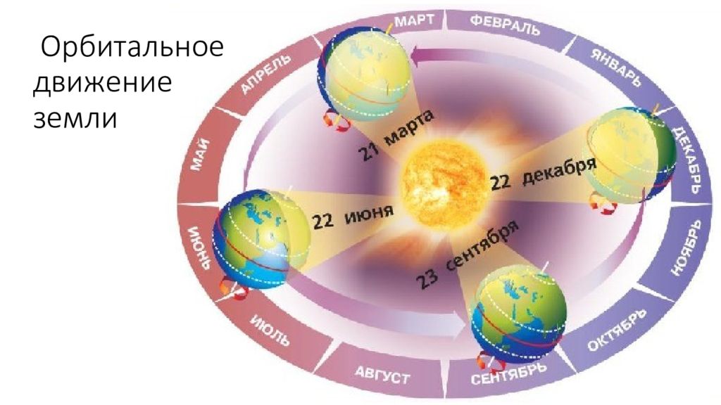 Какой день в северном полушарии длиннее ночи. Смена времен года. Смена времен года схема. Орбитальное движение земли. Схема годового движения земли.