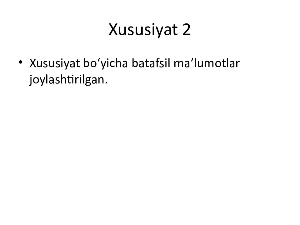 Xususiyat 2
