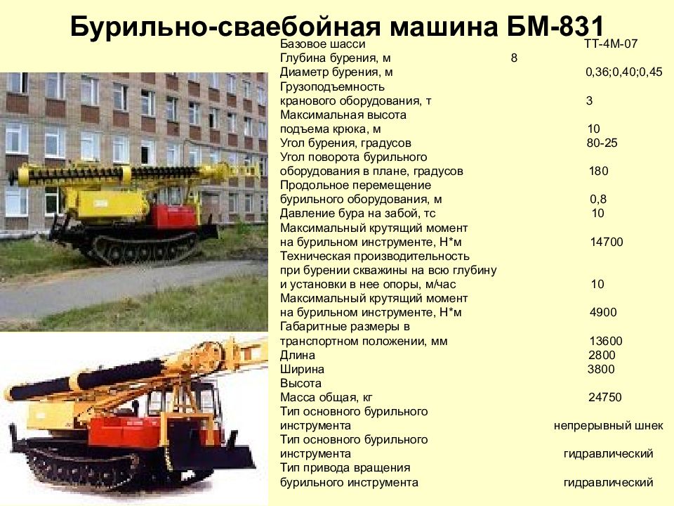 Сп характеристика. Машина бурильная БМ-831м. БМ-831 бурильно-сваебойный комплекс. Буровая машина БМ 831.