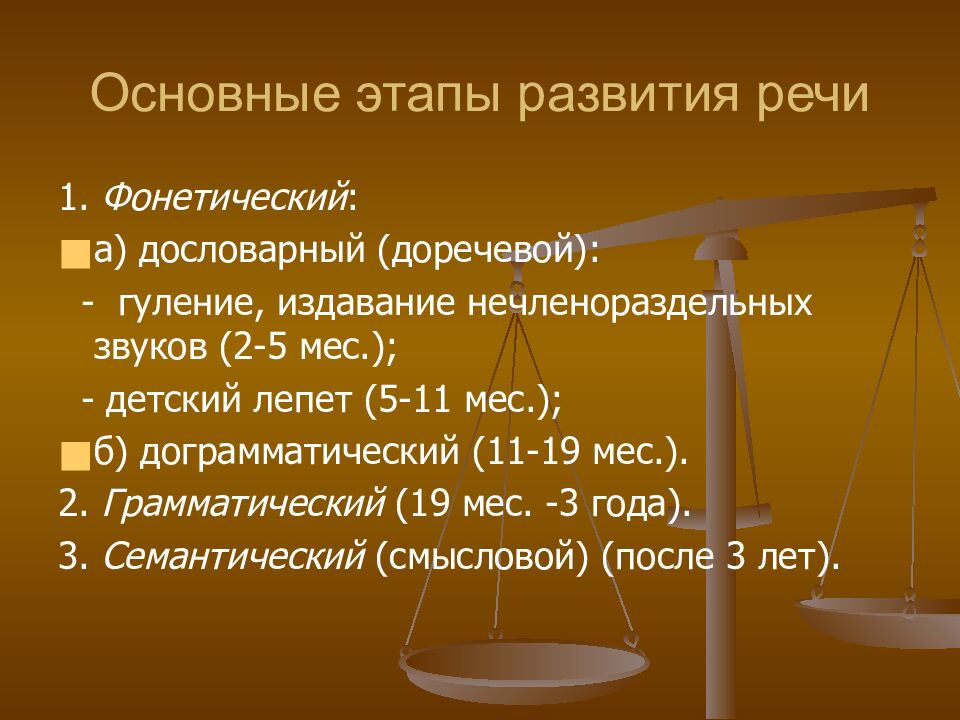 Основные этапы развития речи